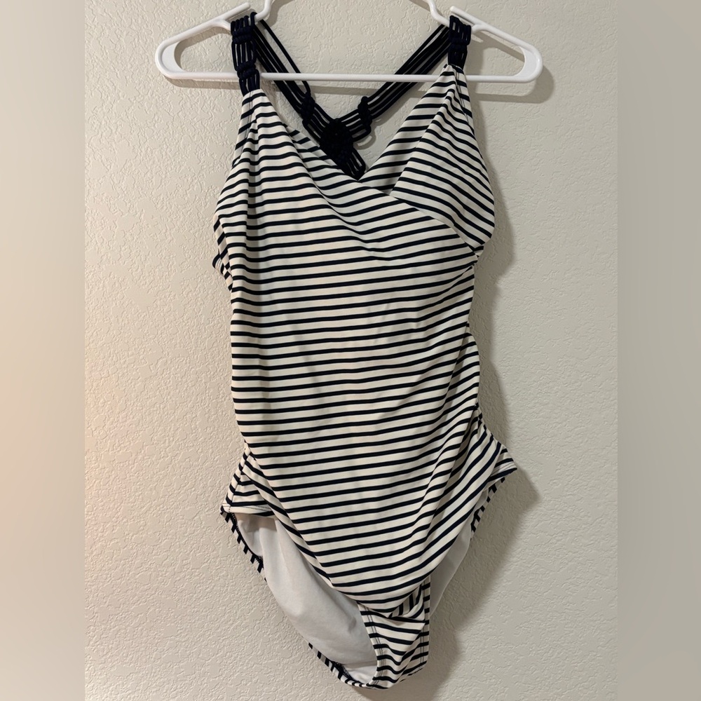 Kona Sol Elegant Blue and White Swimsuit
